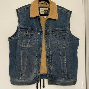 Vintage Wrangler Sherpa lined jean denim button up vest